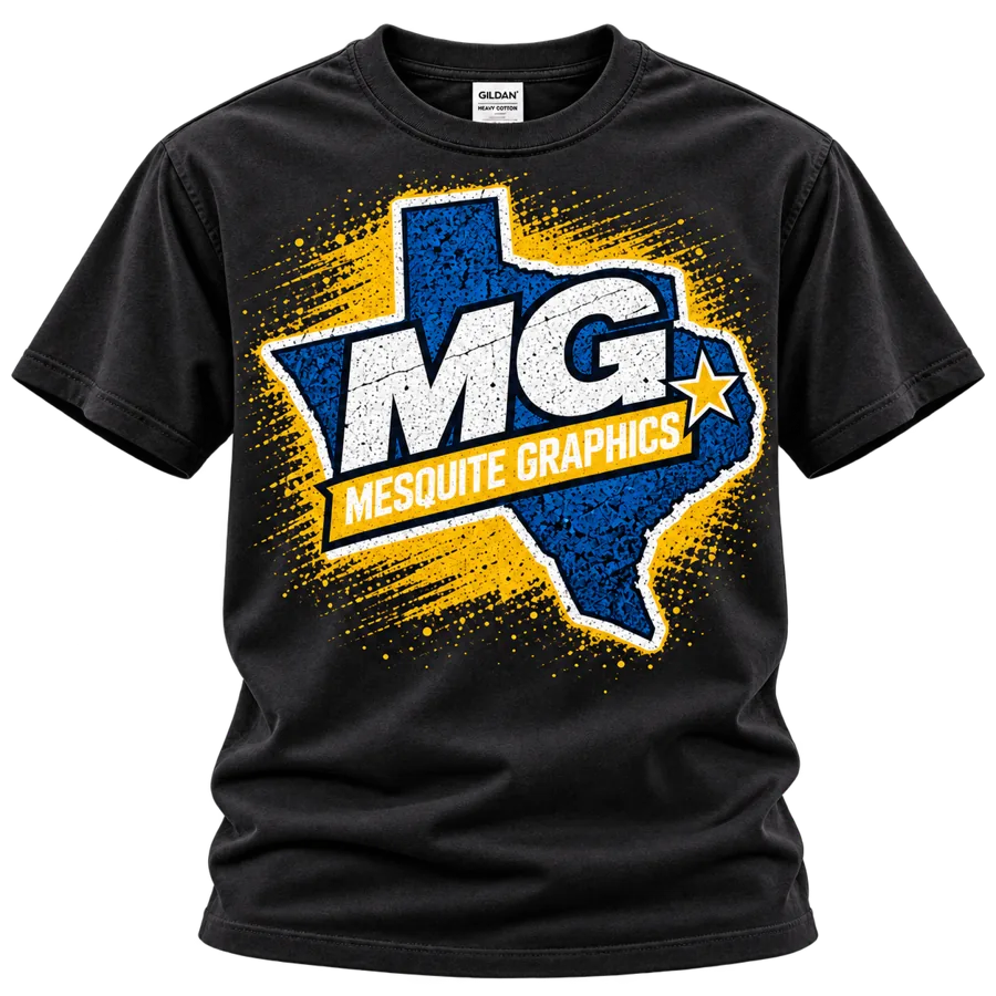 Black screen-printed Mesquite Graphics T-shirt